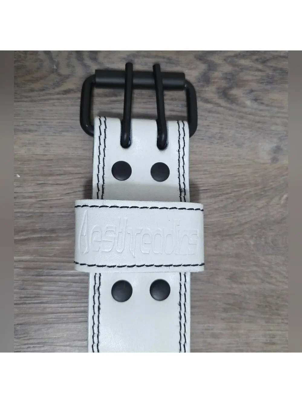 Aesthreadics White Leather Weightlifting Belt | Gym Strength Training | New